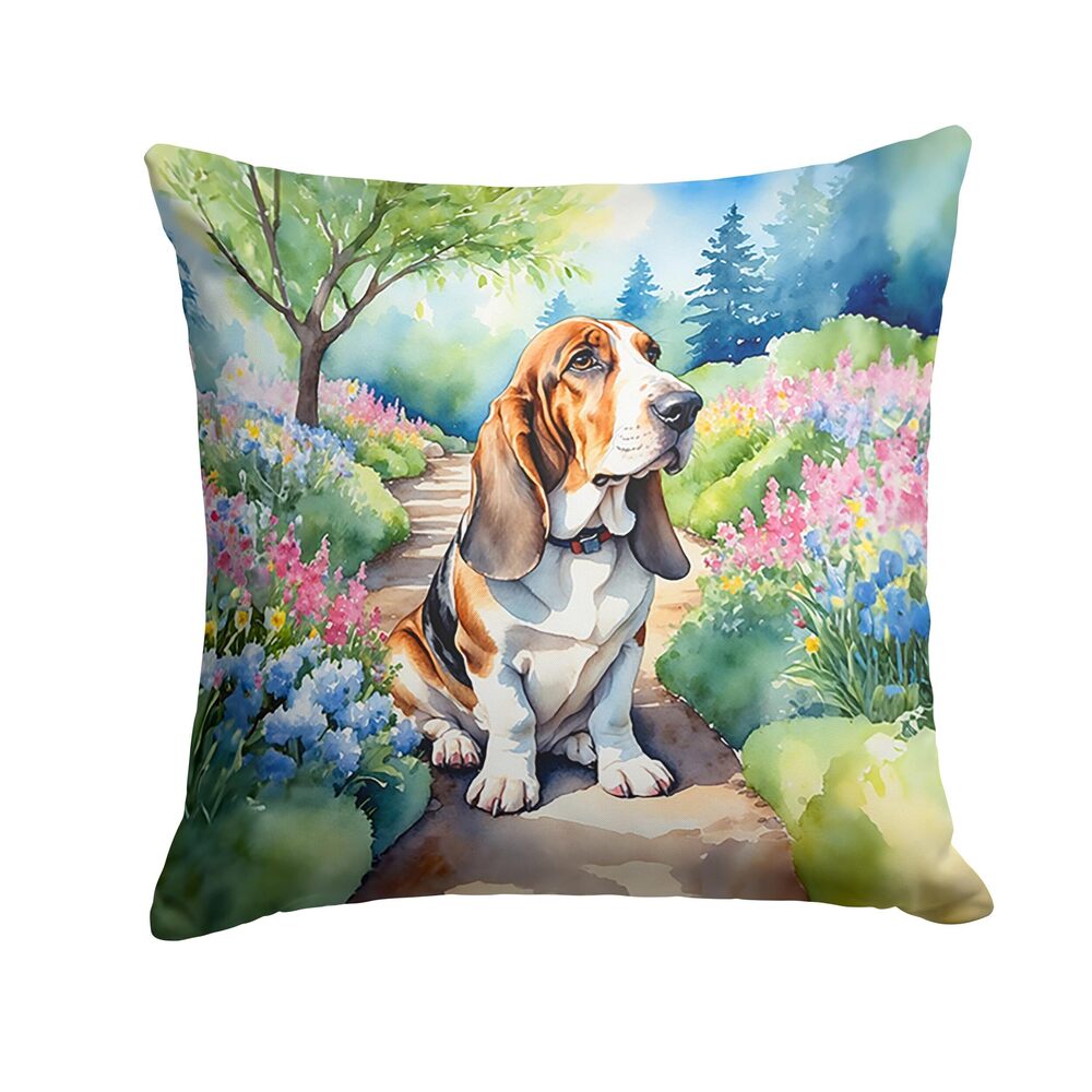 4973 Spring Path Throw Pillow, 18Hx18W, Basset Hound 6559